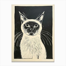 Birman Cat Linocut Blockprint 6 Canvas Print