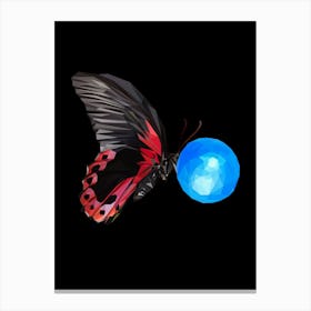 Butterfly With Blue Gem Canvas Print