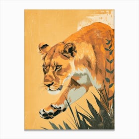 African Lion Lioness On The Prowl Illustration 2 Canvas Print