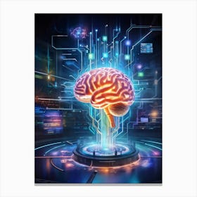 Abstract Digital Painting Of A Human Brain Neural Connections Resembling An Elaborate Circuit Its (6) Canvas Print