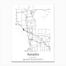 Apopka,United States Minimalist Map Canvas Print