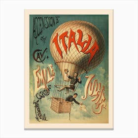 Hot Air Balloon Vintage Italian Poster Canvas Print