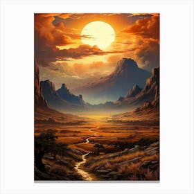 Sunset In The Desert Canvas Print