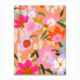 Colorful Floral Orange Canvas Print