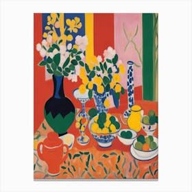 Vase Of Lemons Matisse Style Canvas Print