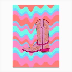 Funky Cowboy Boot Illustration Canvas Print