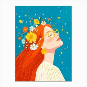 Flower Girl With Flowers In Her Hair Canvas Print