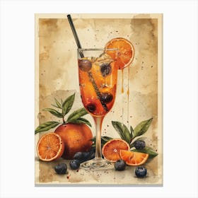 Cocktail With Oranges And Blueberries Canvas Print