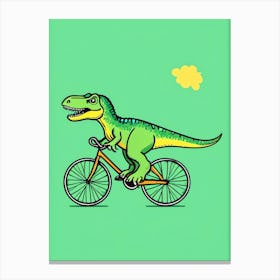 Dinosaur Riding A Bike 1 Canvas Print