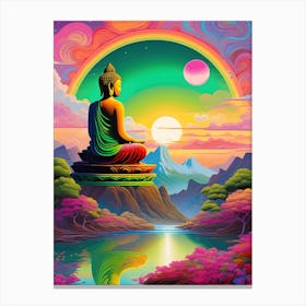 Peaceful Landscape with Buddha Painting Canvas Print