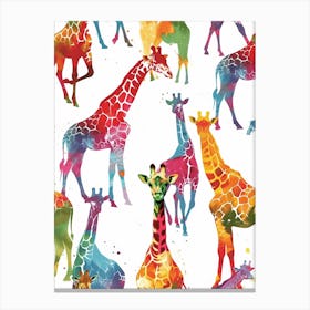 Giraffe Watercolour Pattern 3 Canvas Print