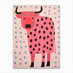 Pink Polka Dot Bison 4 Canvas Print