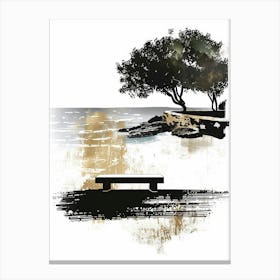 Bench On The Beach Vector Canvas Print