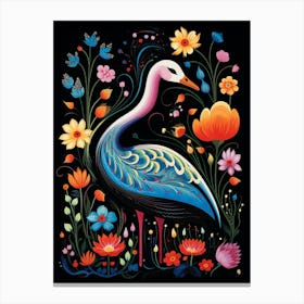 Folk Bird Illustration Swan 2 Canvas Print