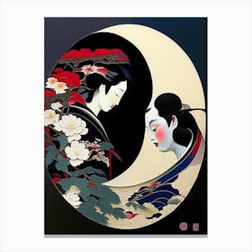 Colour Yin and Yang 1, Japanese Ukiyo E Style Canvas Print