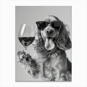 Cocker Spaniel And Wine Canvas Print