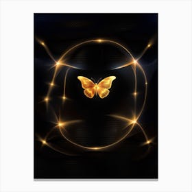 Golden Butterfly On A Black Background Canvas Print