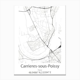 Carrieres Sous Poissy,France Minimalist Map Canvas Print