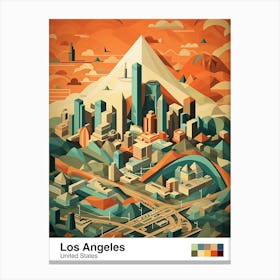 Los Angeles, Us, Geometric Illustration 3 Poster Canvas Print