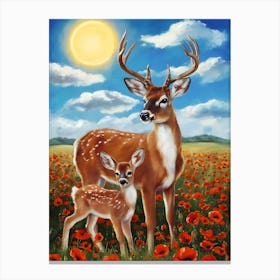 Deer In The Field Canvas Print