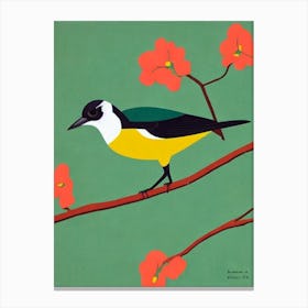Magpie 2 Midcentury Illustration Bird Canvas Print