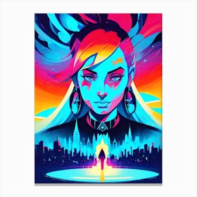 Girl In A City Canvas Print