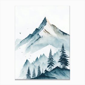 Mountain And Forest In Minimalist Watercolor Vertical Composition 313 Canvas Print
