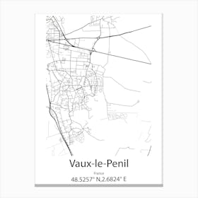 Vaux Le Penil,France Minimalist Map Canvas Print