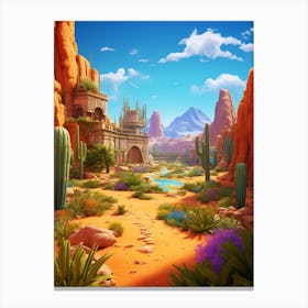 Desert Oases Cartoon 1 Canvas Print