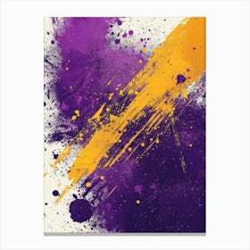 A Vibrant Abstract Background Featuring Purple And Yellow Paint Splatters, Symbolizing Creativity, Energy, Passion, And A Dynamic Artistic Expression Canvas Print