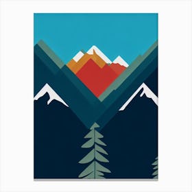 Lake Tahoe, Usa Modern Illustration Skiing Poster Canvas Print