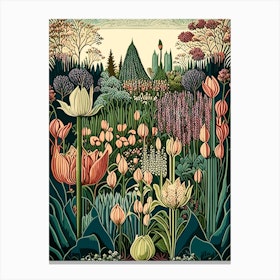 Keukenhof Gardens Netherlands Vintage Botanical Canvas Print