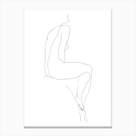 Nude Woman Sitting Minimalist Line Art Monoline Illustration Canvas Print