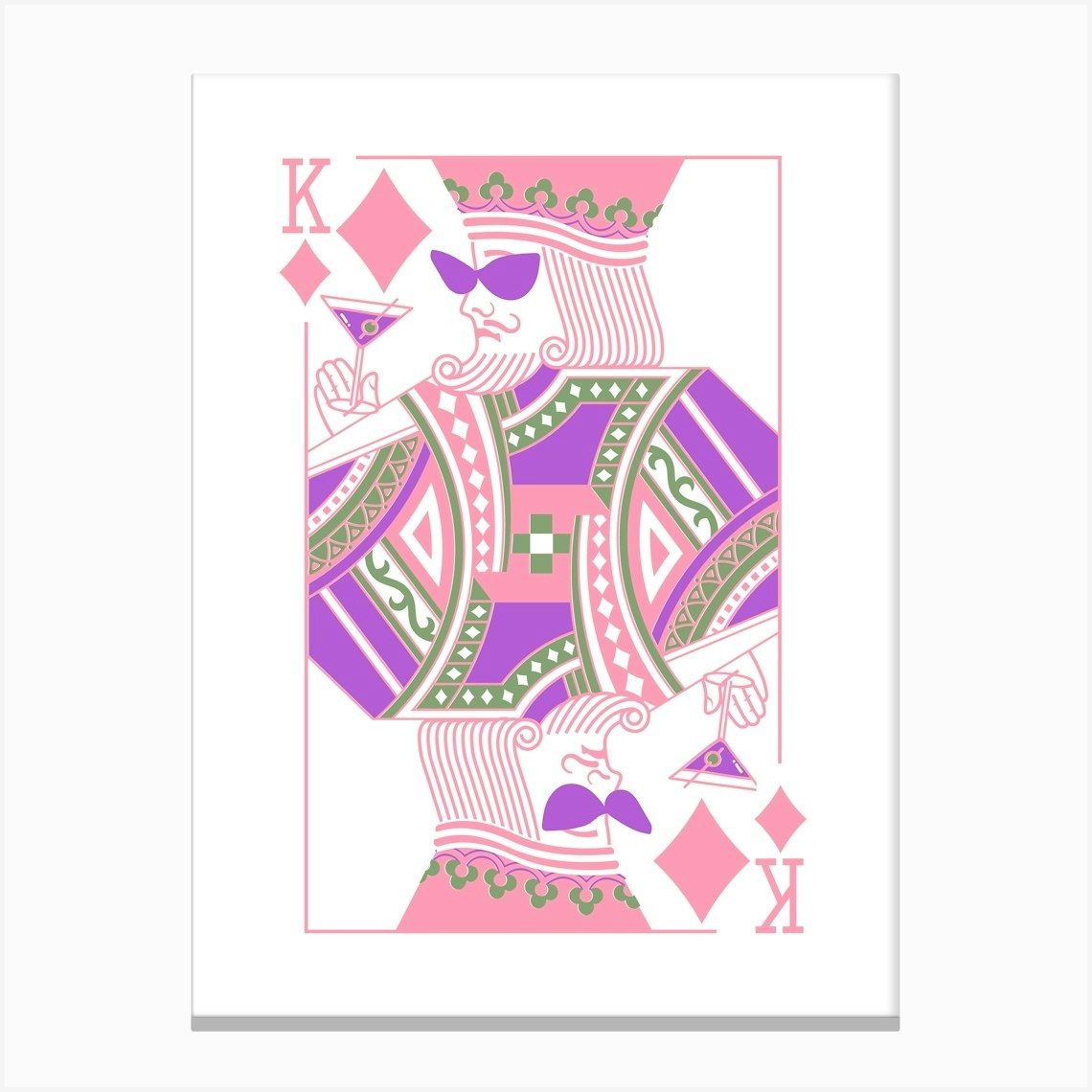 King Playing Card Maximalist Pink Print Lucky You Dopamine Decor Stampe su tela