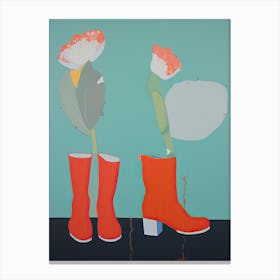 Painting Of Cowboy Boots With Flowers, Pop Art Style 6 Canvas Print