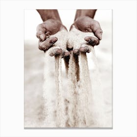 Hands Pouring Sand Canvas Print