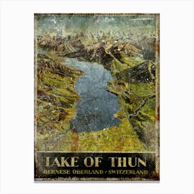 Vintage Travel Poster ― Lake Of Thun Bernese Oberland Switzerland Canvas Print