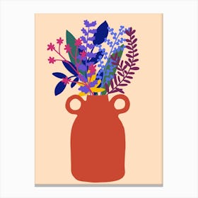 Pop red colorful Vase Of Flowers Canvas Print