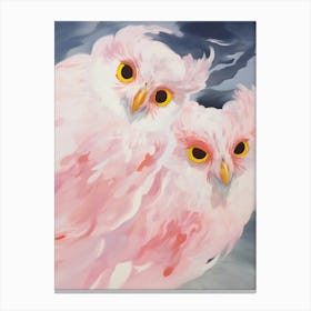 Pink Ethereal Bird Painting Eastern Screech Owl 2 Canvas Print