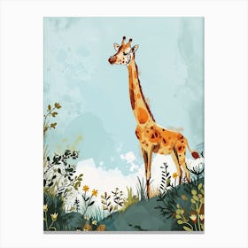Modern Illustration Of A Giraffe In The Nature 3 Canvas Print