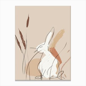 Rabbit In The Grass - Boho, Line Art Canvas Print