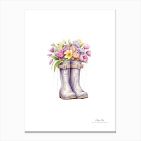 Rain Boots With Flowers Canvas Print