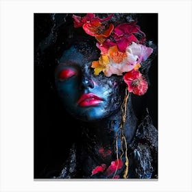 Sexy Woman With Flowers Canvas Print