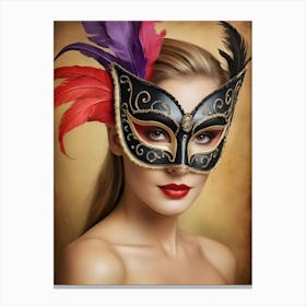 A Woman In A Carnival Mask (20) Canvas Print