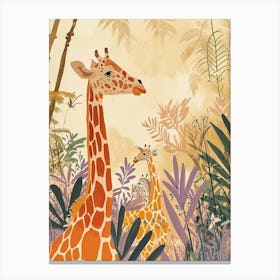 Lilac Giraffe Watercolour Style Illustration 3 Canvas Print