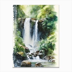 Mclean Falls, New Zealand Water Colour  (1) Canvas Print