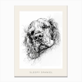 Sleepy Spaniel Minimalist Line Sketch Poster Canvas Print