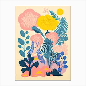 Colourful Botanical Risograph Style 29 Canvas Print