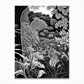 Royal Botanic Gardens, Kew,  1, United Kingdom Linocut Black And White Vintage Canvas Print
