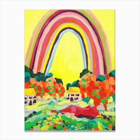 Countryside Rainbow On Yellow Canvas Print